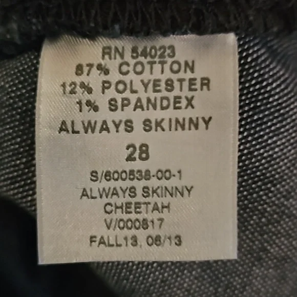 Gap 1969 Always Skinny Mid-Rise Straight Blue Black Cheetah Print Denim Jeans 28 - Picture 8 of 16